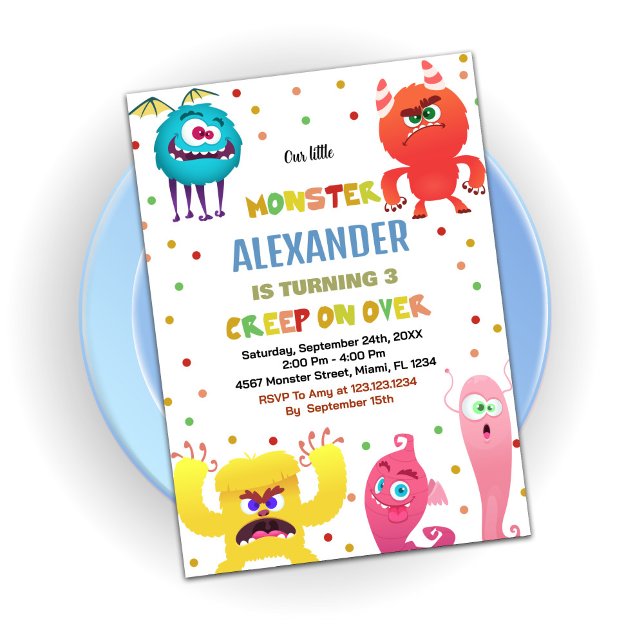 Convite Monster Birthday Invances Red (Monster Birthday Invitations Red)