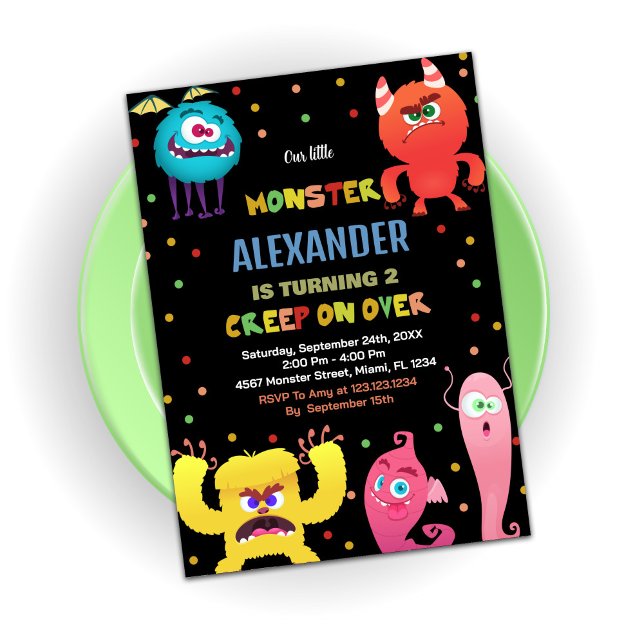 Convite Monster Birthday Invances Red Blue (Monster Birthday Invitations Red Blue)