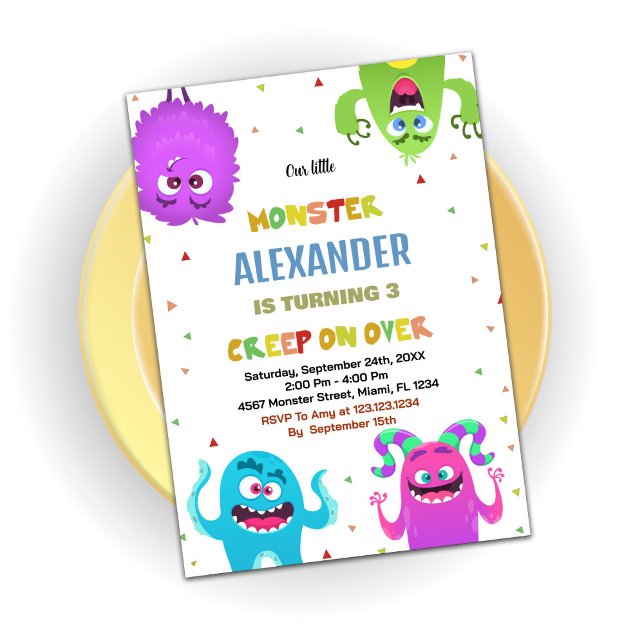 Convite Monster Birthday Invances Verde (Monster Birthday Invitations Green)