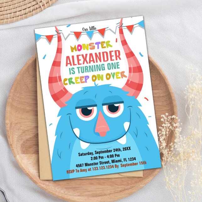 Convite Monster Birthday Invants Blue (Monster Birthday Invitations Blue)