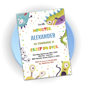 Convite Monster Birthday Invtions Dark Green