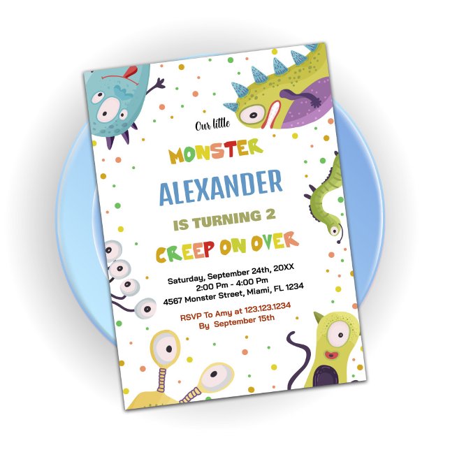 Convite Monster Birthday Invtions Dark Green (Monster Birthday Invitations Dark Green)