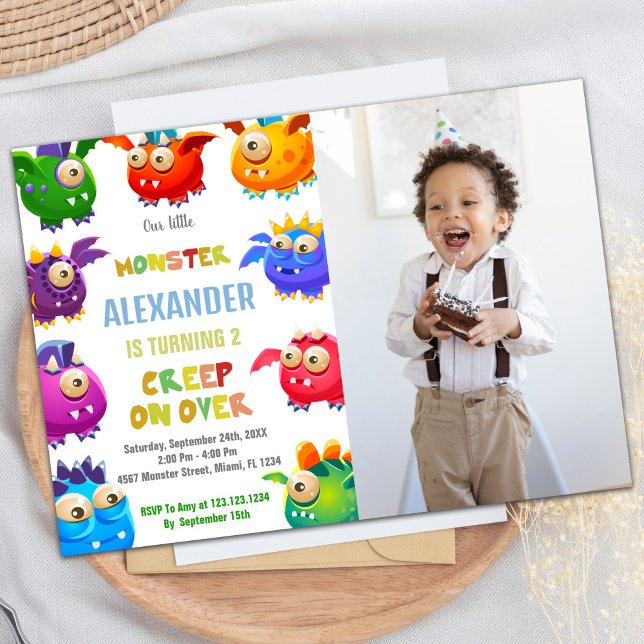 Convite Monster Birthday Invtions, foto de Fly Monsters (Monster Birthday Invitations, Fly Monsters photo Invitation)