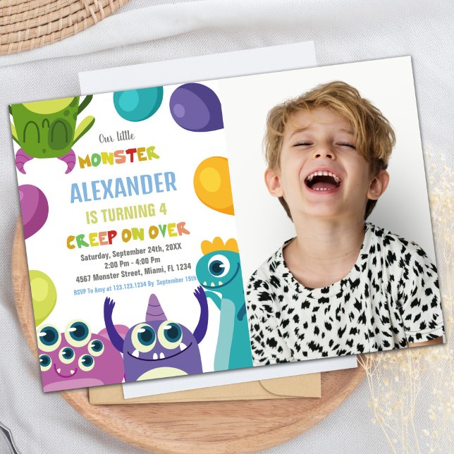 Convite Monster Birthday Invtions, foto de monstros (Monster Birthday Invitations, Monsters photo Invitation)