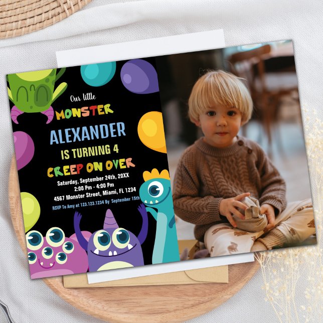 Convite Monster Birthday Invtions, foto de monstros (Monster Birthday Invitations, Monsters photo Invitation)