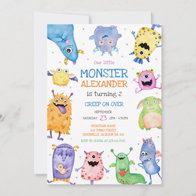 Convite Monster Boy Birthday Invitation (Frente)