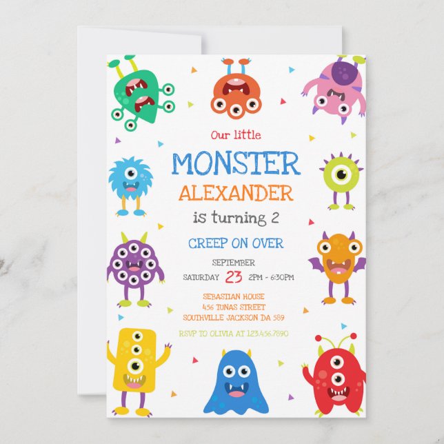 Convite Monster Boy Birthday Invitation (Frente)