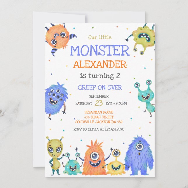 Convite Monster Boy Birthday Invitation (Frente)