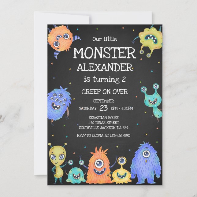 Convite Monster Boy Birthday Invitation (Frente)