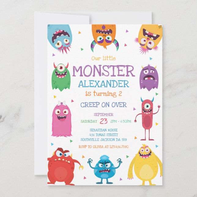 Convite Monster Boy Birthday Invitation (Frente)