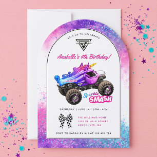 Convite Monster Jam - Aniversário Sparkle Smash
