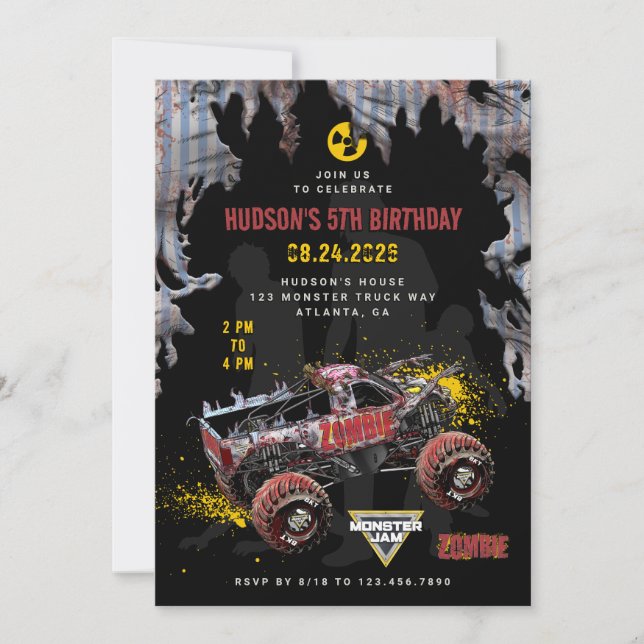 Convite Monster Jam - Aniversário Zumbi (Frente)