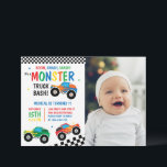 Convite Monster Truck Bash Colorful Grooved Kids Aniversár<br><div class="desc">BOOM,  SMASH,  CRASH É UM CAMINHÃO DE MONSTRO! CAMINHÕES VERMELHOS E BRANCOS COLORIDOS COM PADRÃO RETRO DE ESTILO BRANCO NEGRO E BRANCO ESTABILIZADOS PARA CRIANÇAS DE ANIVERSÁRIO</div>
