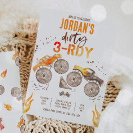 Convite Monster Truck Boy Dirty 3-rdy aniversário de 3 ano