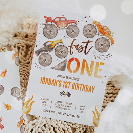 Convite Monster Truck Boy Fast Um Partido de primeiro aniv