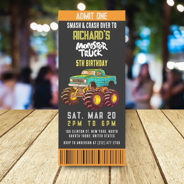 Convite Monster Truck Smash e Partido do Aniversário de cr (Criador carregado)