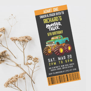 Convite Monster Truck Smash e Partido do Aniversário de cr