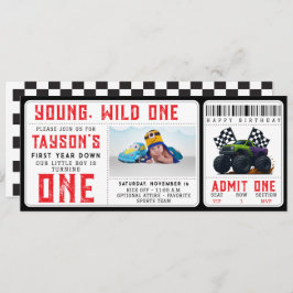 Convite Monster Trucks 1st Birthday Ticket Invitation