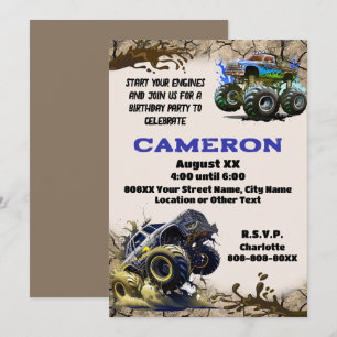 Convite Monster Trucks na Lama