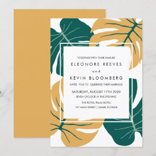 Convite Monstera   Amarelo   Casamento de quadros de folha
