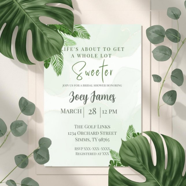 Convite Monstera Bridal Shower Invitation Tropical Greener (Criador carregado)