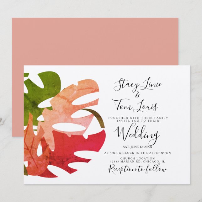 Convite Monstera Foliage - Chamada Terrestre (Frente/Verso)