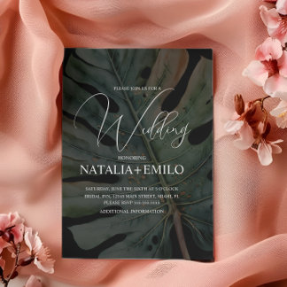 Convite Monstera Layered Plant Wedding 