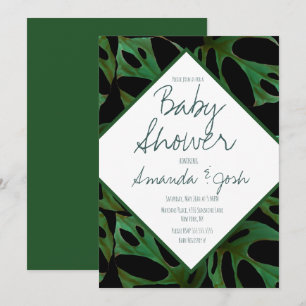 Convite Monstera Tropical Leaf Patterno Chá de fraldas Pr