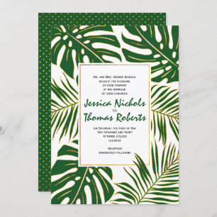 Convite Monstera tropical, palma de ouro verde casamento