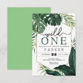 Convite Monstera Tropical Wild One First Birthday Invite