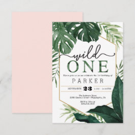 Convite Monstera Tropical Wild One First Birthday Invite
