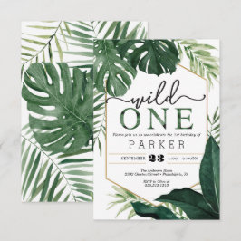 Convite Monstera Tropical Wild One First Birthday Invite