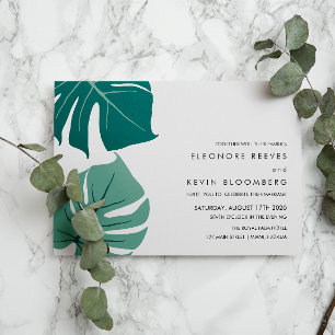Convite Monstera  Verde  Folhas de Filodendron Casamento