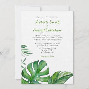 Convite Monstera Verde Tropical Deixa Casamento