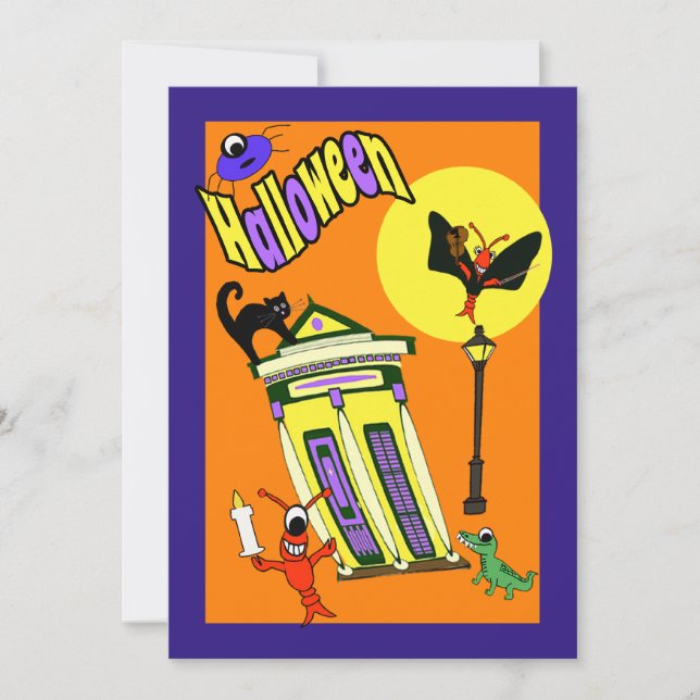 Convite Monstro do pântano Cajun Halloween (Frente)