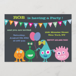 Convite Monstro felizes - festa de aniversário