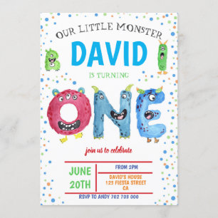 Convite Monstro Pequeno Monstro Primeiro Monstros de Anive
