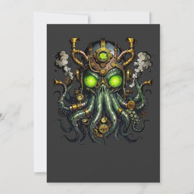 Convite monstro Steampunk Cthulhu (Frente)
