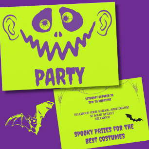 Convite Monstro Whimsso Face Faux Neon Halloween