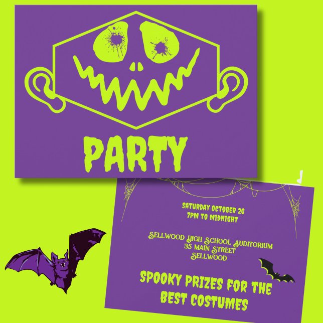 Convite Monstro Whimsso Face Faux Neon Halloween (Criador carregado)