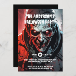 Convite Monstro Zombie, adultos de festa de aniversário ha