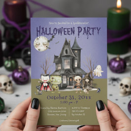Convite Monstros Bonitos Festa de Halloween Spooktacular