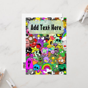 Convite Monstros - Caracteres Bonitos Padrão de Halloween