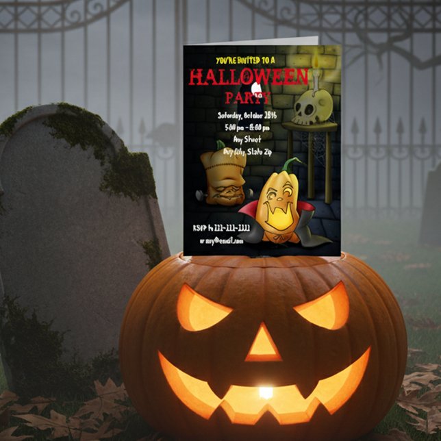 Convite Monstros de Abóbora no Halloween/Aniversário (Criador carregado)