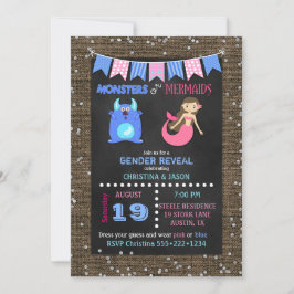 Convite Monstros de Chalkboard ou Sereias Revelação de Gên