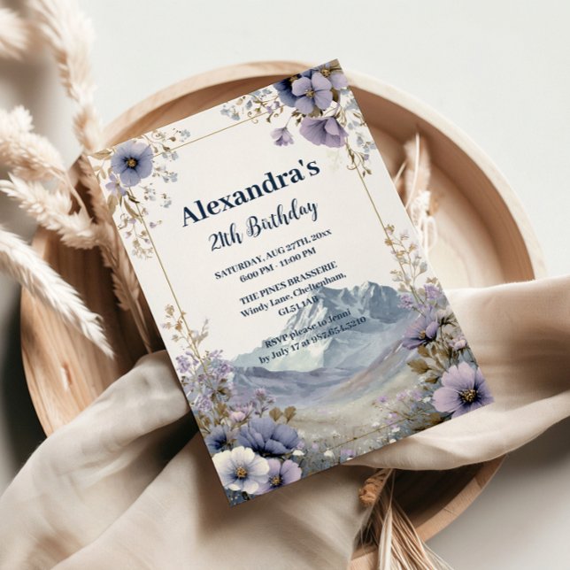 Convite Montanha de Flores Silvestres de Lavanda Aniversár (Criador carregado)