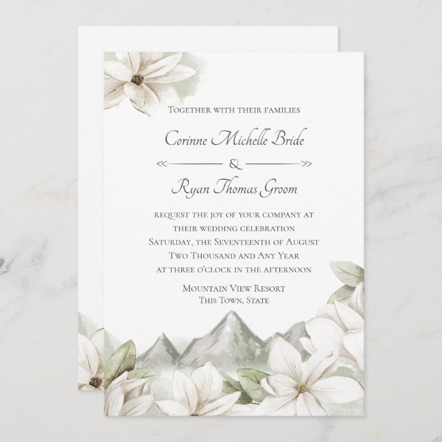 Convite Montanha Floral Wedding (Frente/Verso)