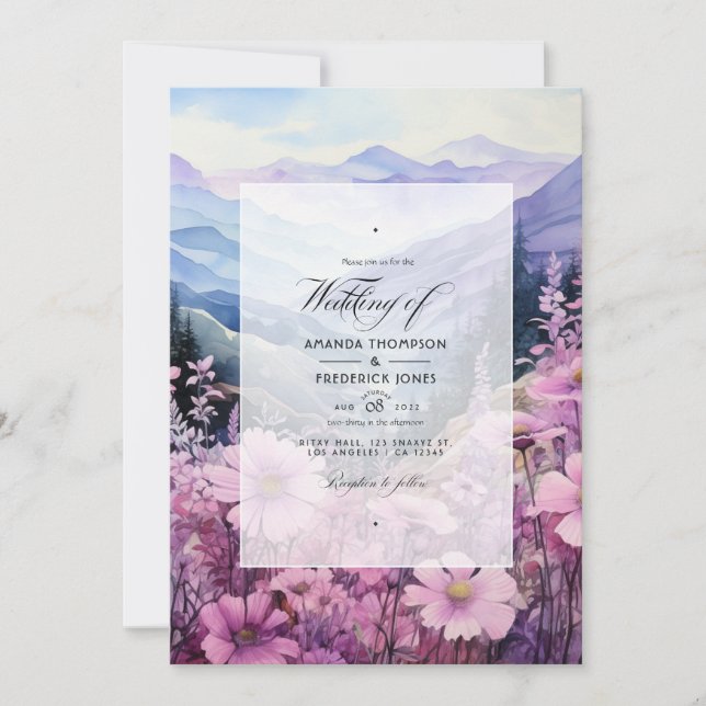 Convite Montanha Mauve Floral Wedding (Frente)
