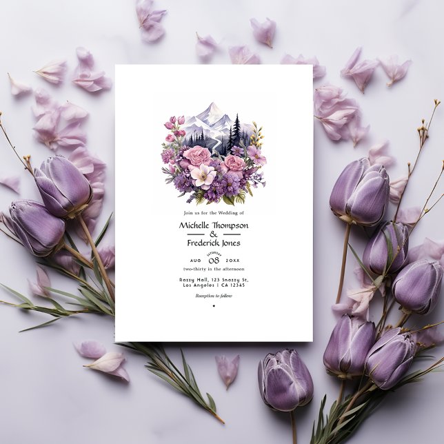 Convite Montanha Mauve Floral Wedding (Criador carregado)