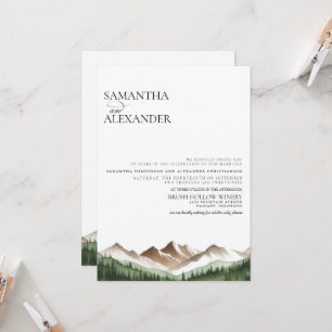 Convite Montanha Mínima com Casamento Detalhado